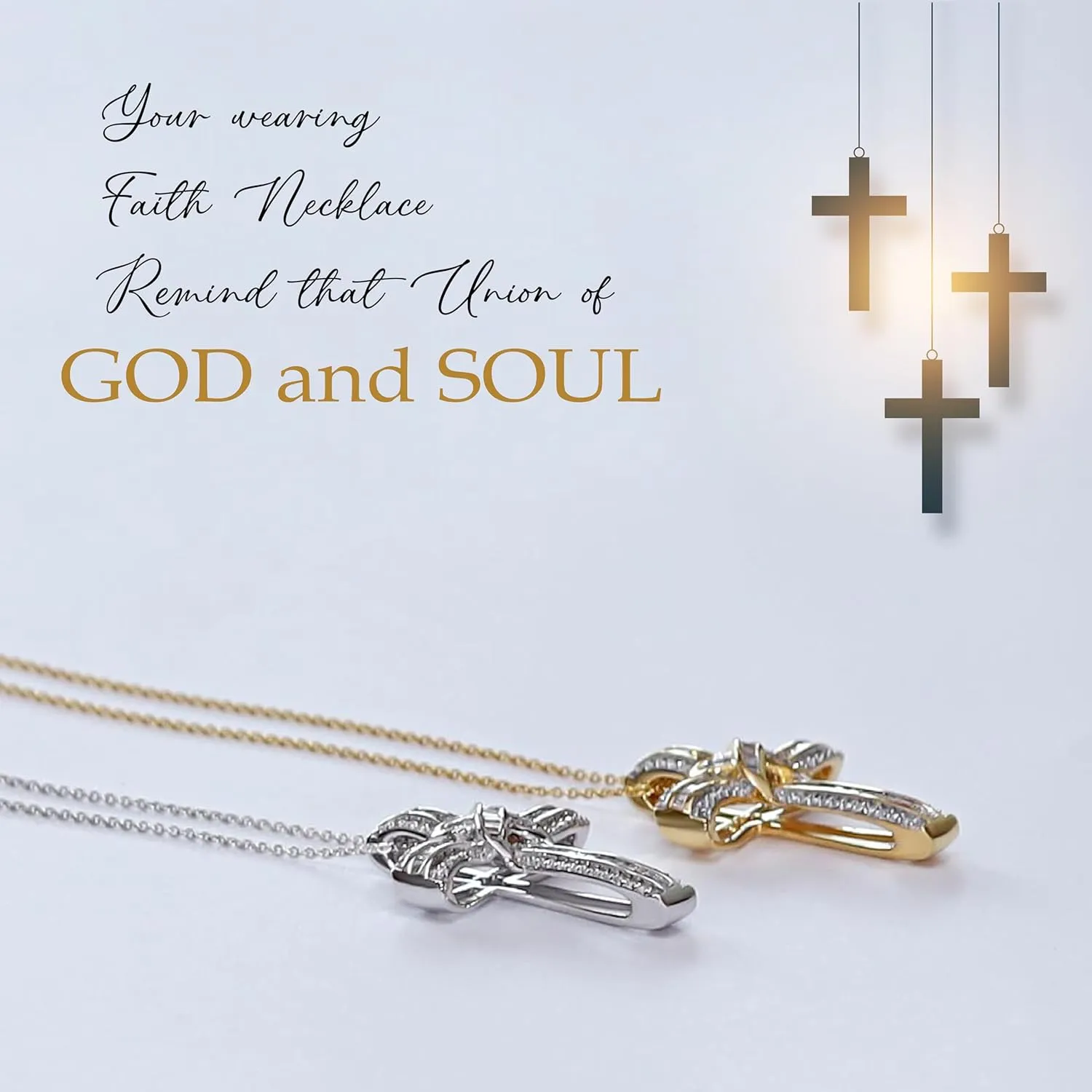AFFY Infinity Cross Pendant Necklace, 1.00 Carat White Natural Diamond or Lab Grown Diamond Religious Cross Necklace in 14k Gold Over Sterling Silver (1 Ctw) Gift For Women & Men