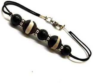 Aleafa Armlet Presents Tibetan Dzi Beads Agates Stripe Matte Finish Buddha Eye Agate Bhaisajyaguru Prayer Meditation Unique Beads Bracelet #Aport-3252