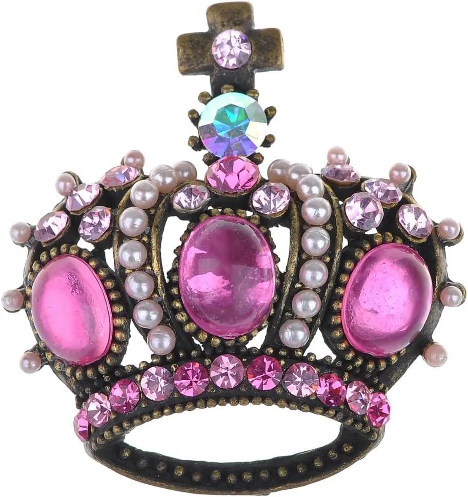 Alilang Crystal Rhinestone Gem Queen Crown Tiara Jewelry Pin Brooch