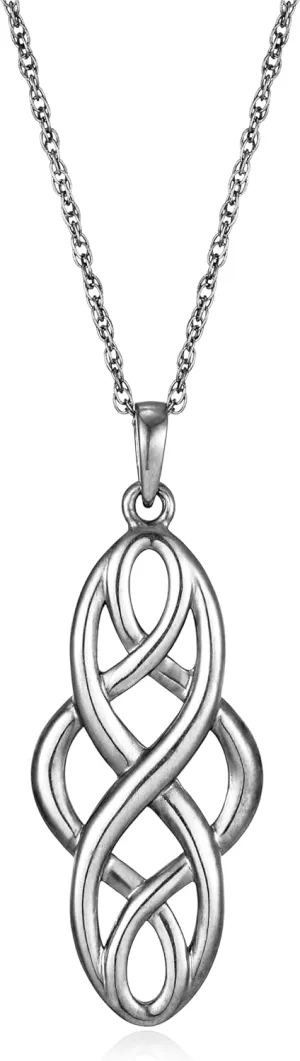 Amazon Essentials .925 Sterling Silver Celtic Pendant Necklace for Women, 18" Rolo Chain, Hypoallergenic Women's Jewelry