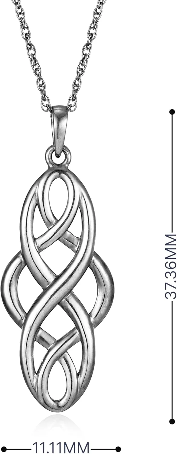 Amazon Essentials .925 Sterling Silver Celtic Pendant Necklace for Women, 18" Rolo Chain, Hypoallergenic Women's Jewelry
