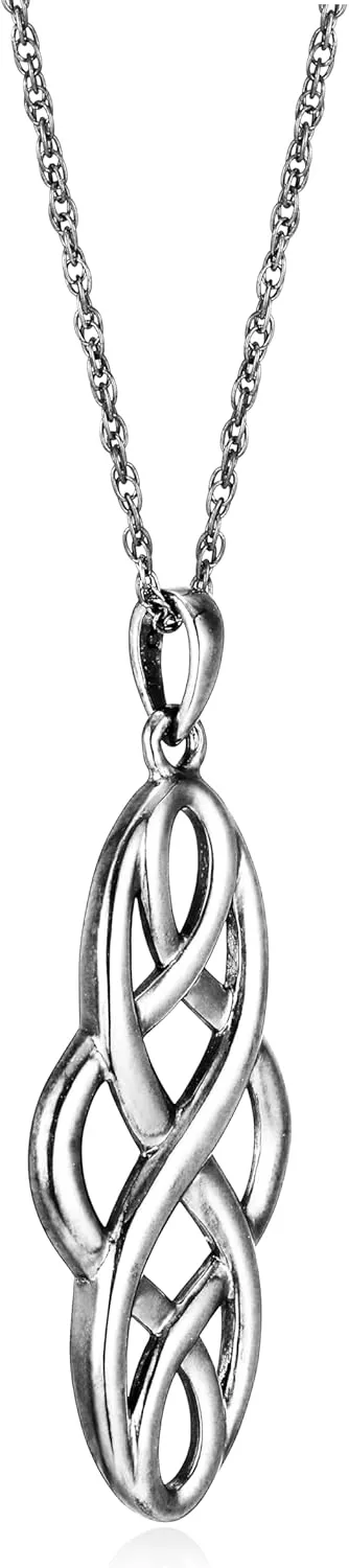 Amazon Essentials .925 Sterling Silver Celtic Pendant Necklace for Women, 18" Rolo Chain, Hypoallergenic Women's Jewelry