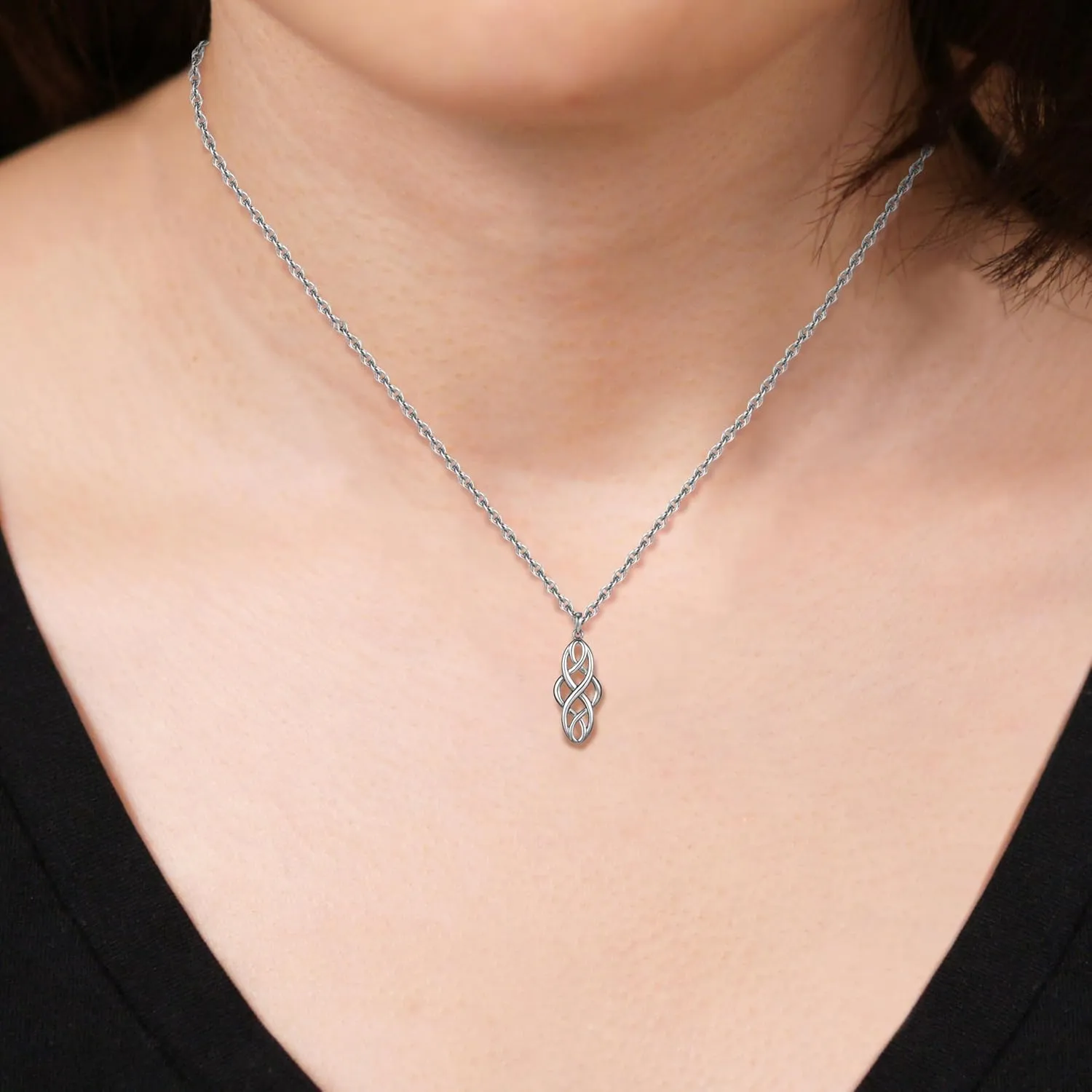 Amazon Essentials .925 Sterling Silver Celtic Pendant Necklace for Women, 18" Rolo Chain, Hypoallergenic Women's Jewelry