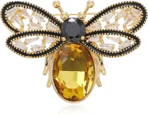 Anmpab Colorful Rhinestone Bee Brooch Honey Bee Lapel Pin Vintage Crystal Insect Pin for Women Men