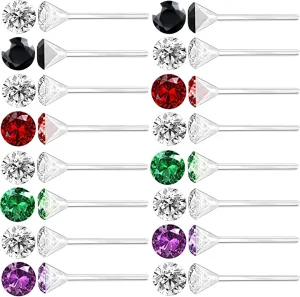 Anti Allergy Plastic Earrings for Sensitive Ears, Silicone Soft Earring Backs, Cubic Zirconia Stud Earrings Kit, 2mm, 3mm, 4mm, 5mm