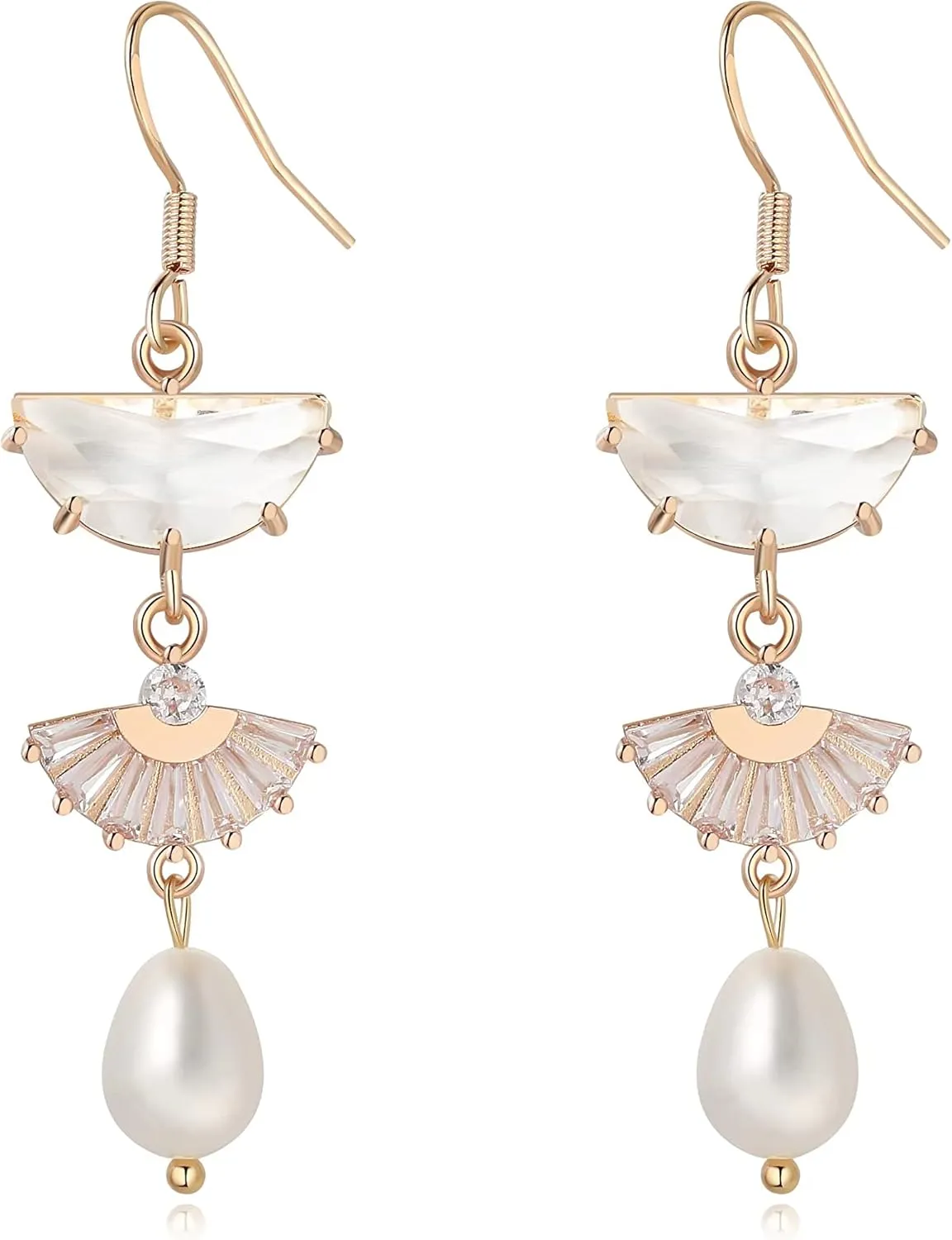 Art Deco Bridal Earrings - 1920s Vintage Inspired Pearl Drop Earrings for Wedding