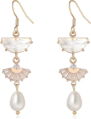Art Deco Bridal Earrings - 1920s Vintage Inspired Pearl Drop Earrings for Wedding