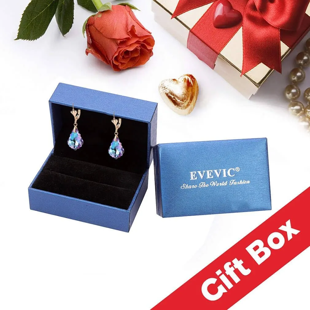 Austrian Crystal Baroque Drop Leverback Earrings for Women Fashion 14K Gold Plated Hypoallergenic Jewelry
