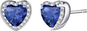 Austrian Crystal Halo Heart Stud Earrings for Women Fashion 925 Sterling Silver Hypoallergenic Jewelry