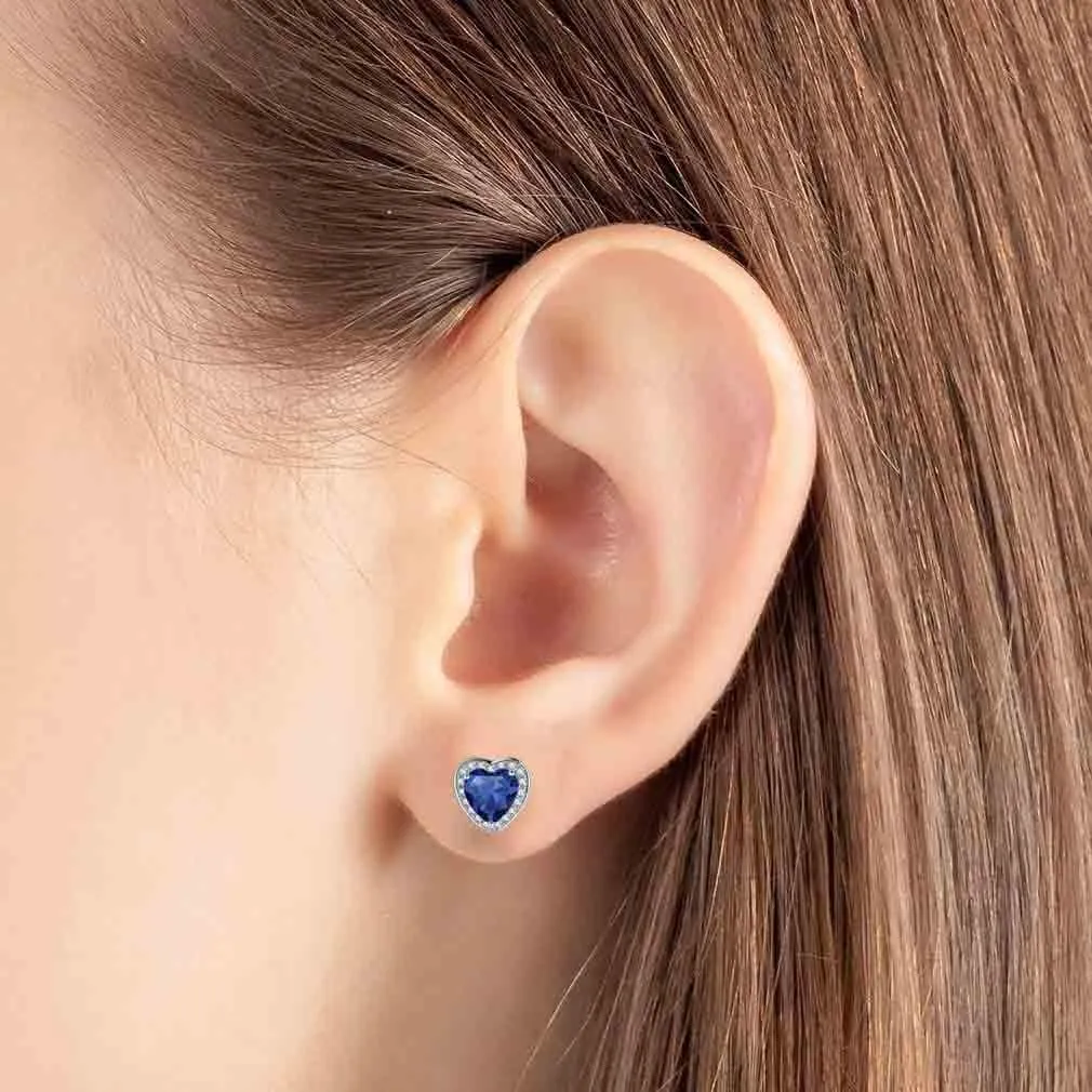 Austrian Crystal Halo Heart Stud Earrings for Women Fashion 925 Sterling Silver Hypoallergenic Jewelry