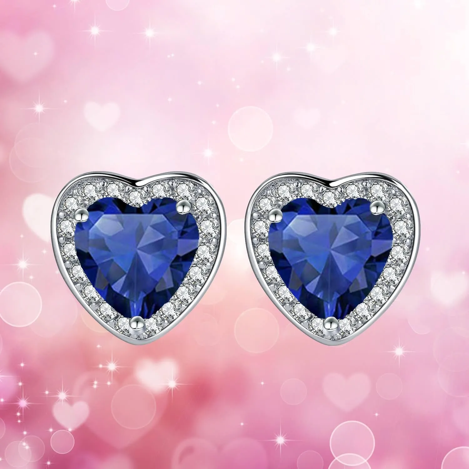 Austrian Crystal Halo Heart Stud Earrings for Women Fashion 925 Sterling Silver Hypoallergenic Jewelry