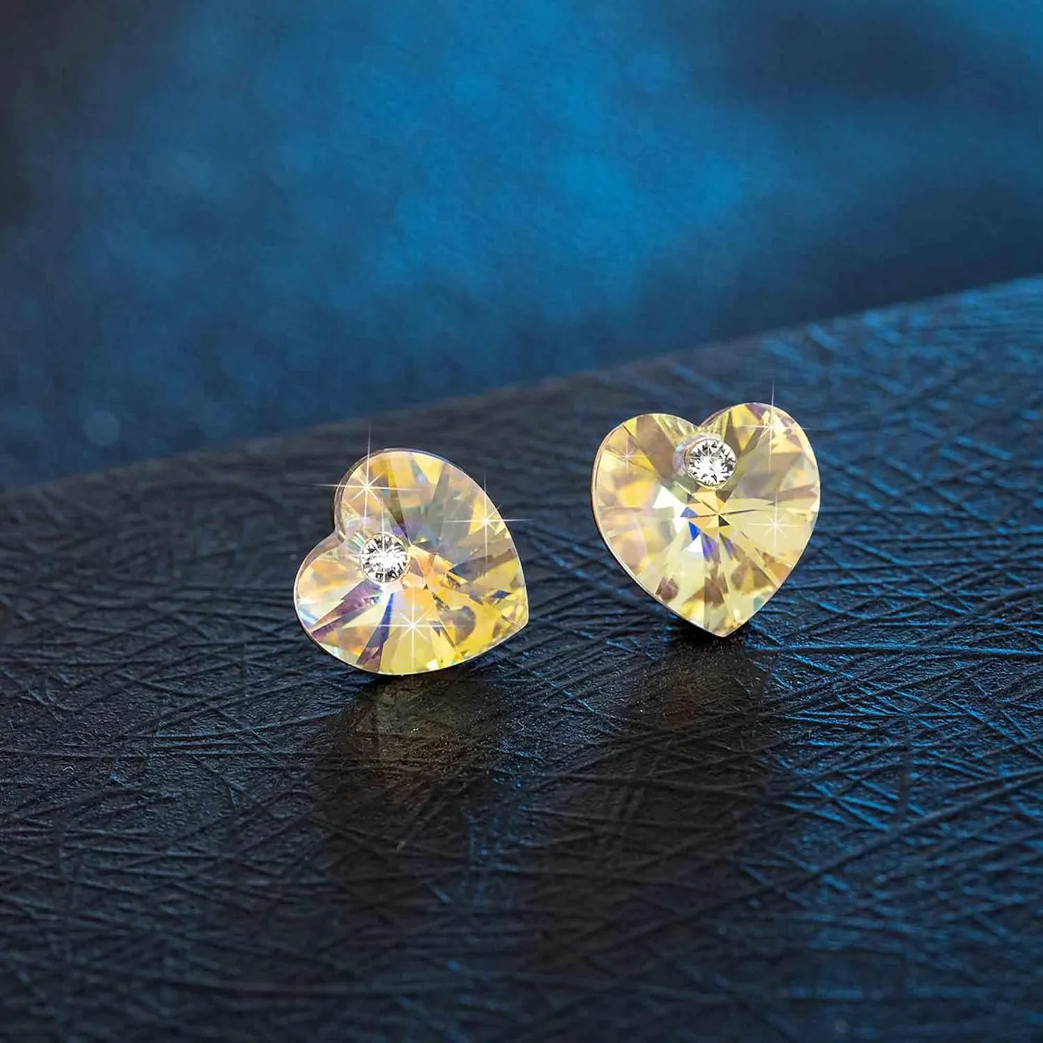 Austrian Crystal Heart Stud Earrings for Women, 925 Sterling Silver Hypoallergenic Fashion Jewelry