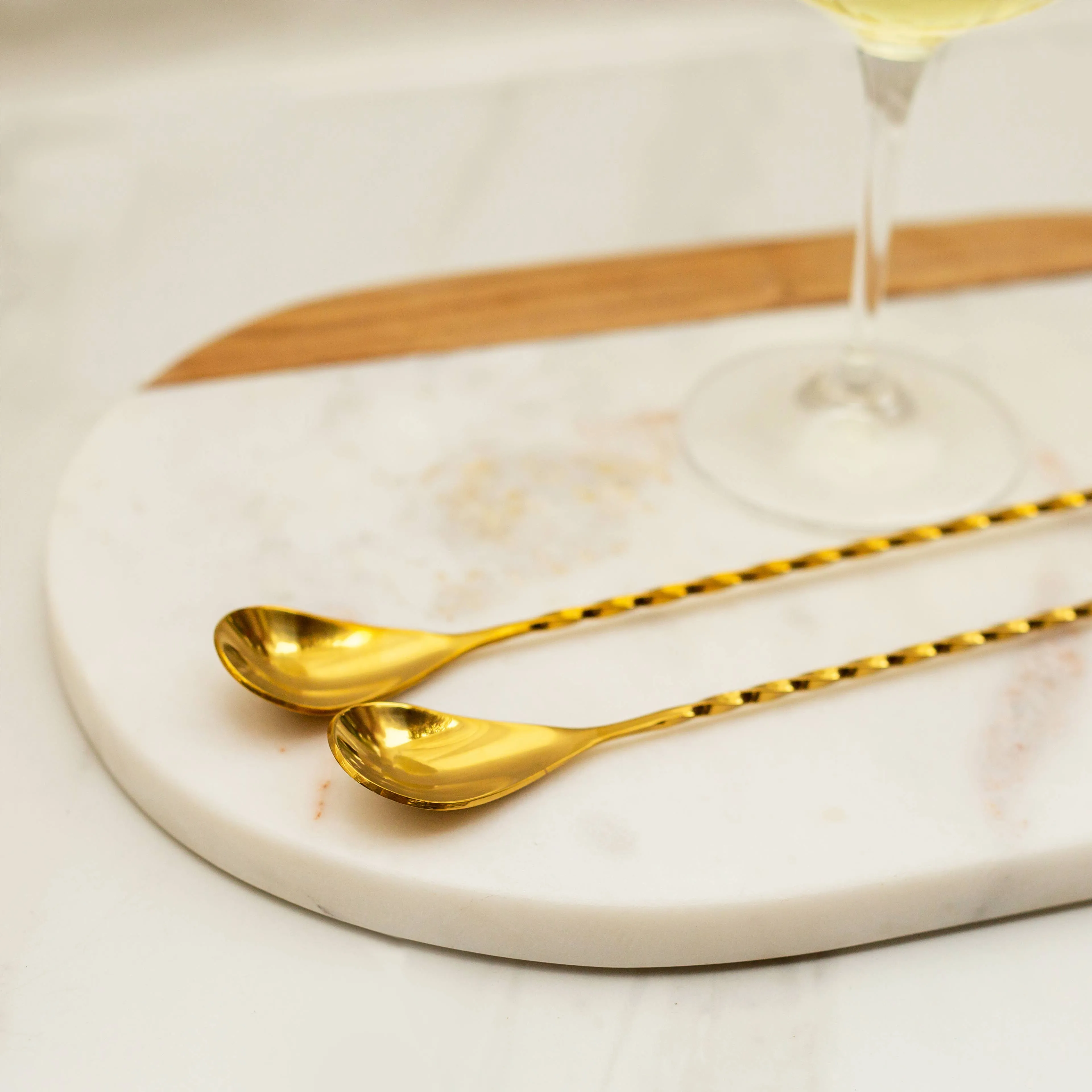 Bar Spoons (Spiral Handle, Set of 2) Gold