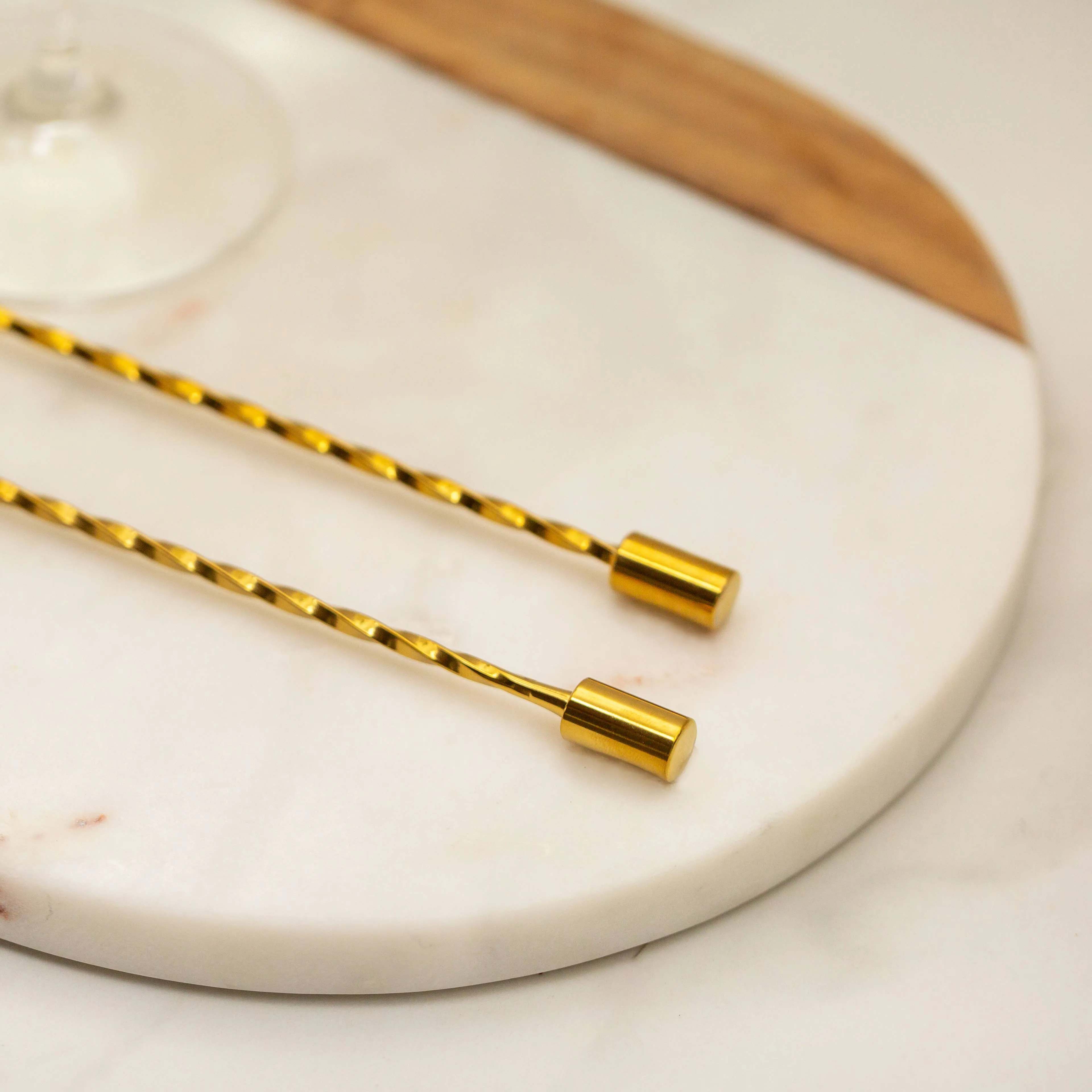 Bar Spoons (Spiral Handle, Set of 2) Gold