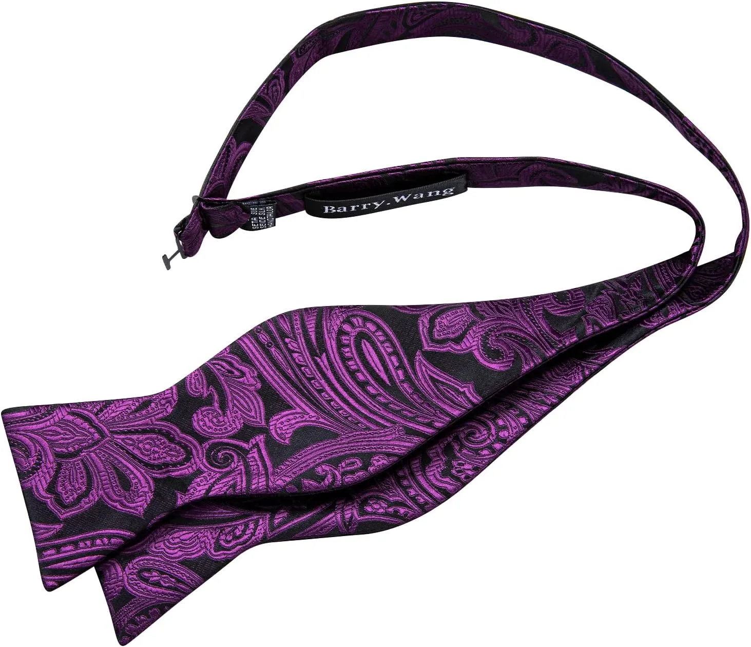 Barry.Wang Mens Bow Ties Paisley Solid Color Self Tie Flower Bowtie Set Handkerchief Cufflinks Silk Wedding Party Classic