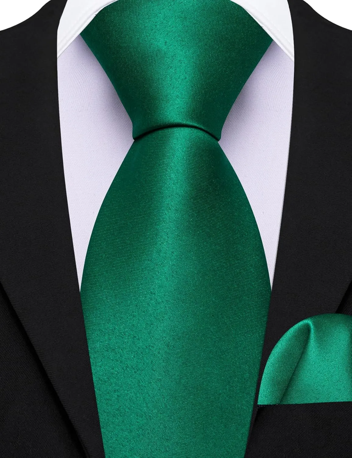 Barry.Wang Solid Color Pre-tied Ties for Men Zipper Necktie and Pocket Square Tie Clip Set Adjustable Neck Tie Wedding