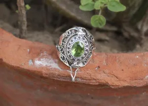 Beautiful Poison Ring For Mother's Day Gift, 925 Silver Plated Rings For Women And Girls With Natural Peridot Gemstone Rings For Gift