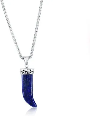Beaux Bijoux Men's Horn Necklace in Stainless Steel - Hypoallergenic Necklace for Men - Fine Pendant Necklace