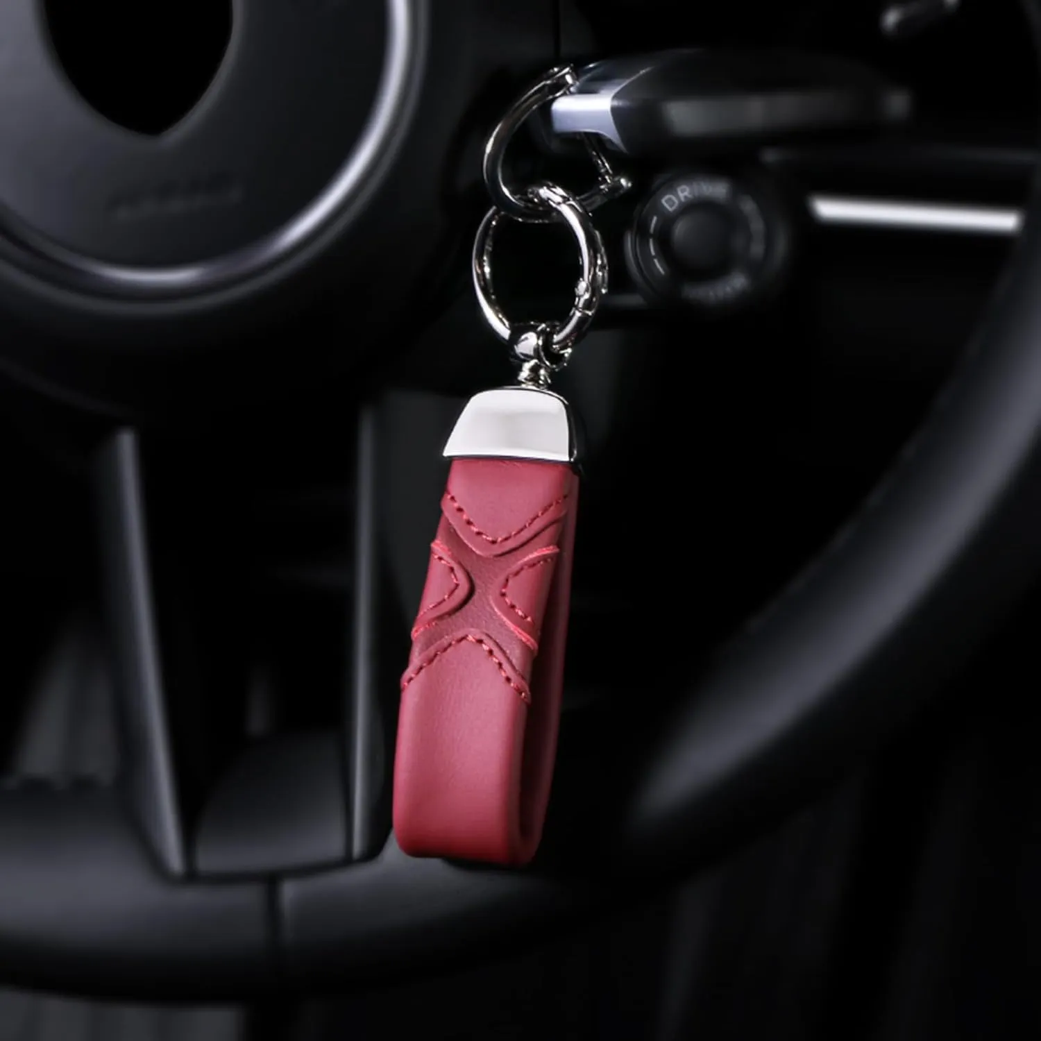 BETTERHUMZ Leather Suede Car Keychain,Key Chain Clip for Alcantara, Anti-Lost D-Ring for Men and Women Car Accessories