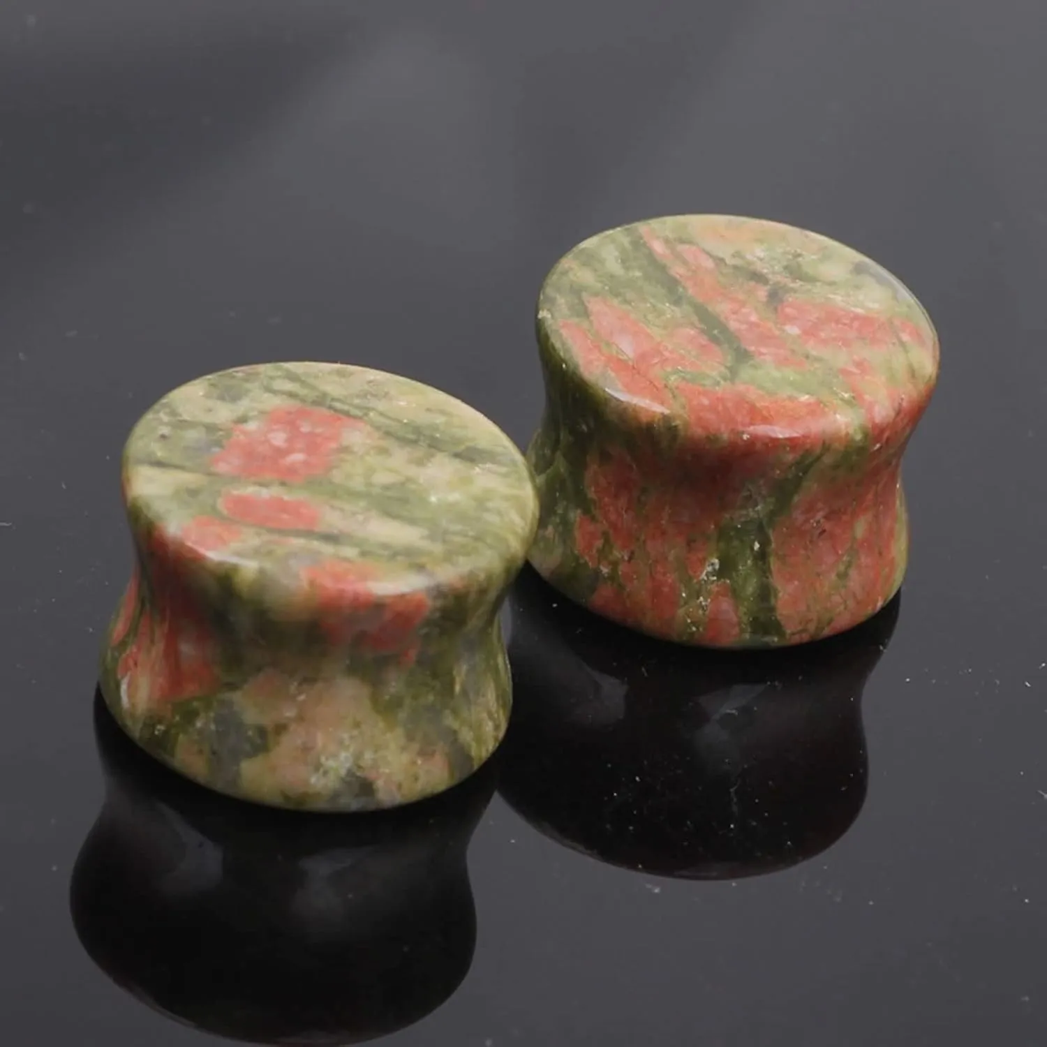 Beydodo Stone Ear Tunnels and Plugs, Earring Gauges for Men Double Flared Smooth Colorful Stone