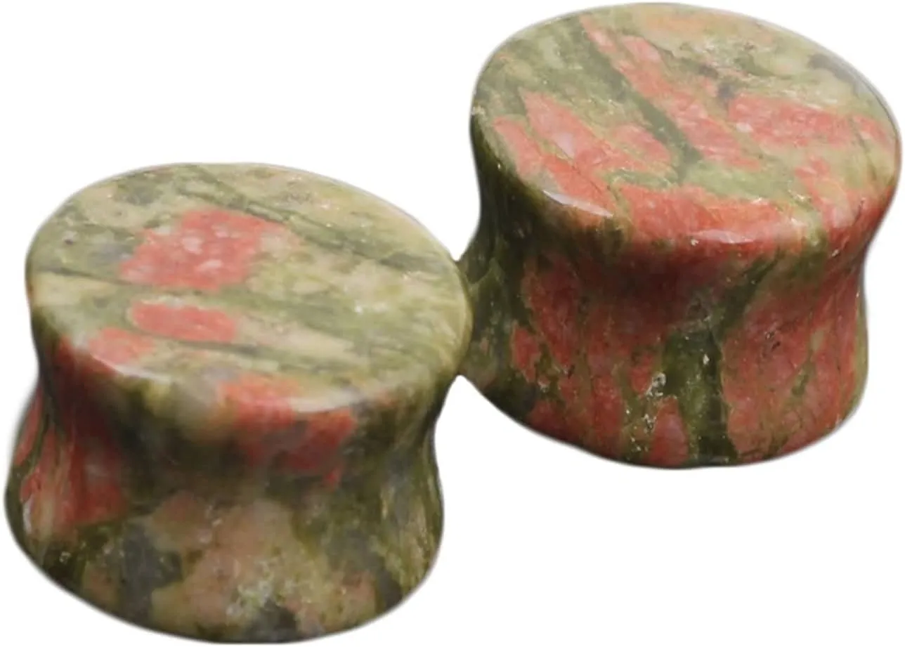 Beydodo Stone Ear Tunnels and Plugs, Earring Gauges for Men Double Flared Smooth Colorful Stone