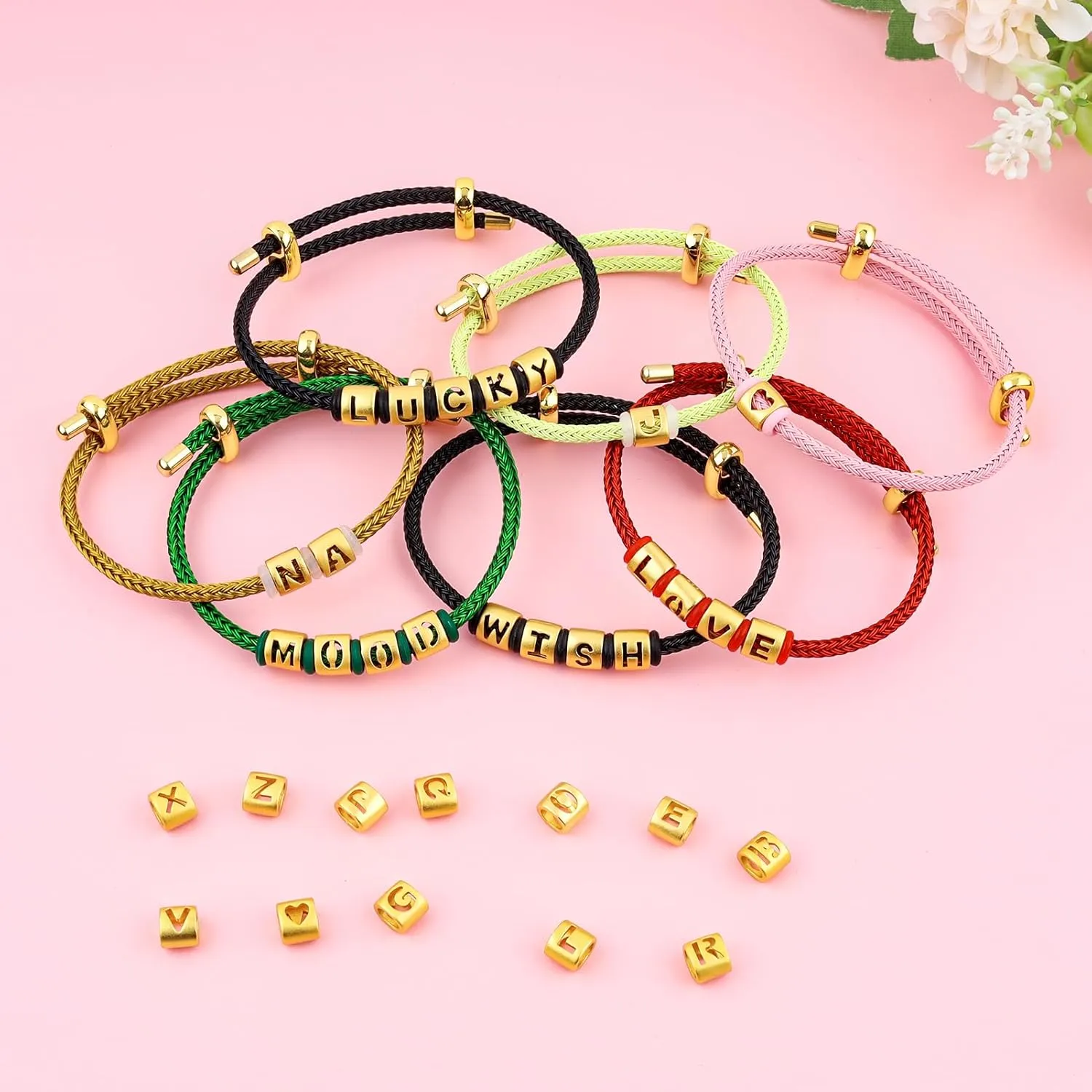 Bi-directional Buckle Rope Initial Bracelet, Gold Plated Bracelet with Letter, Alphabet Bracelets, Gifts for Women Men
