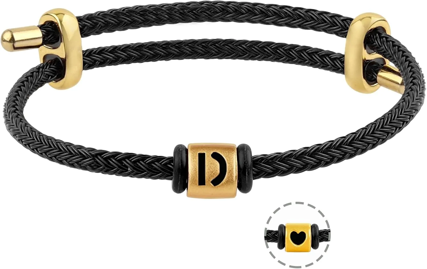 Bi-directional Buckle Rope Initial Bracelet, Gold Plated Bracelet with Letter, Alphabet Bracelets, Gifts for Women Men