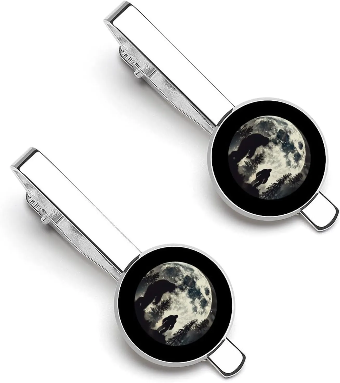 Bigfoot Forest Moon Tie Clip Tack Pins Cufflinks Necktie Bar Pinch Business Wedding Clothing Accessories for Men Women