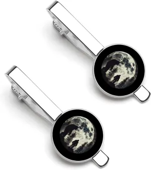 Bigfoot Forest Moon Tie Clip Tack Pins Cufflinks Necktie Bar Pinch Business Wedding Clothing Accessories for Men Women