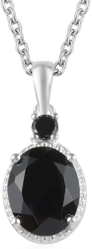Black Spinel Necklace for Women 925 Sterling Silver Cubic Zirconia Jewelry Stainless Steel Size - 20" Ct 3 Birthday Engagement Anniversary Wedding - Trendy Unique Cute Birthday Gifts for Women