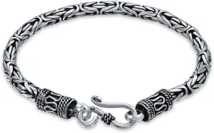 Bling Jewelry Unisex Bali Byzantine Chain Link Asian Dragon Bracelet Eye And Hook Antiqued 925 Sterling Silver For Women Men Teen Hand Crafted Made In Thailand 7, 7.5,8, 9 Inches