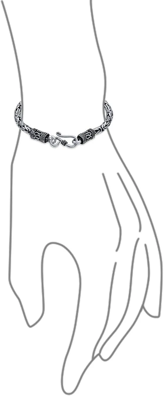 Bling Jewelry Unisex Bali Byzantine Chain Link Asian Dragon Bracelet Eye And Hook Antiqued 925 Sterling Silver For Women Men Teen Hand Crafted Made In Thailand 7, 7.5,8, 9 Inches