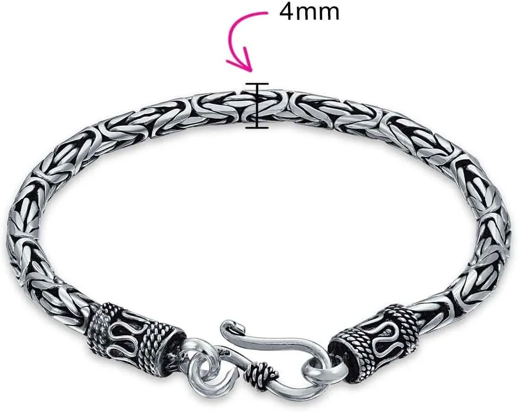 Bling Jewelry Unisex Bali Byzantine Chain Link Asian Dragon Bracelet Eye And Hook Antiqued 925 Sterling Silver For Women Men Teen Hand Crafted Made In Thailand 7, 7.5,8, 9 Inches