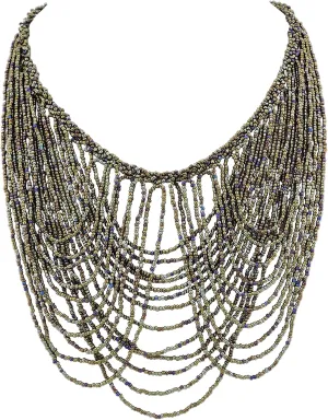 Bocar Multi Layer Statement Necklace Colorful Beaded Collar Bib Soiree Necklace for Women Gift (NK-10490)