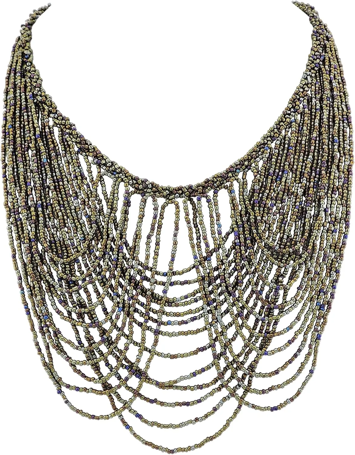 Bocar Multi Layer Statement Necklace Colorful Beaded Collar Bib Soiree Necklace for Women Gift (NK-10490)