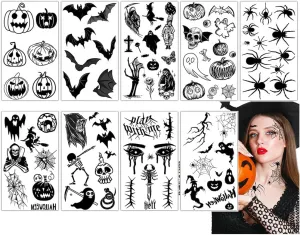 BodyAce Halloween Fake Piercings Lip Rings, Vampire Teeth Lip Cuff Double Hoop Nose Rings, Goth Cyberpunk Face Lip Jewelry With Fake Tattoos Sticker
