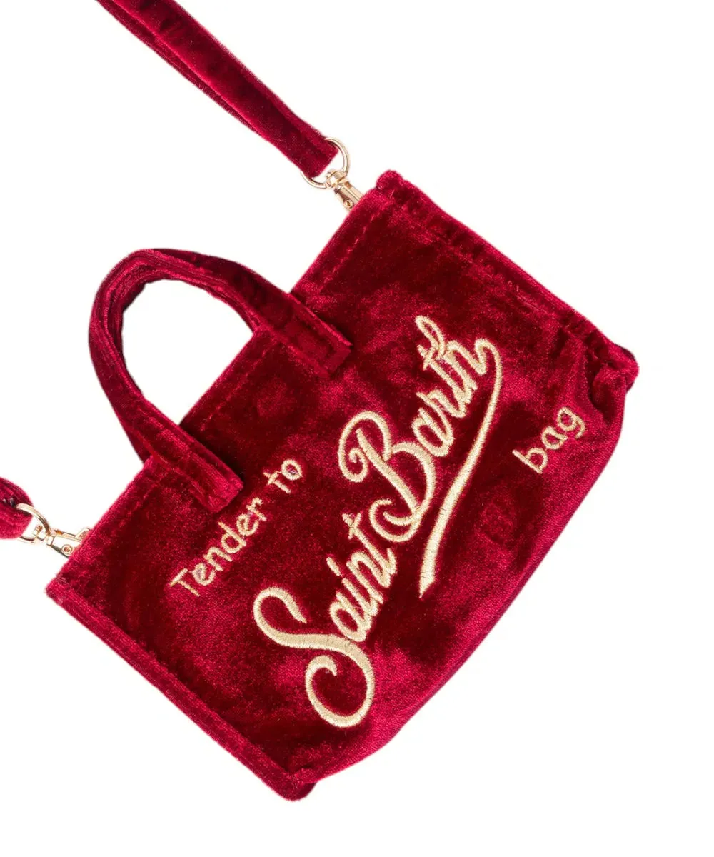 Borsa per Telefono in Velluto con Ricamo Logo Saint Barth