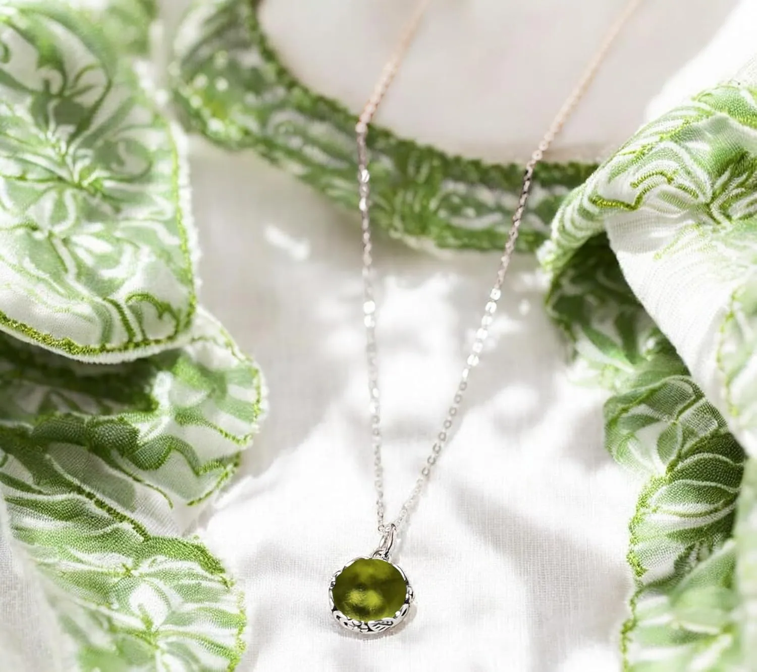 Bottled Up Designs Handmade Vintage Necklace, Recycled Wine Bottle, Sterling Silver, Eco Friendly, Made in USA, Birthday Gifts, Mothers Day, Women, Anniversary (Olive Wine Bottle)