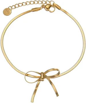 Bowknot Bracelet for Women Gold/Silver Stainless Steel Bow Bracelet Adjustable Ribbon Bow Bracelet Dainty Jewelry Gifts