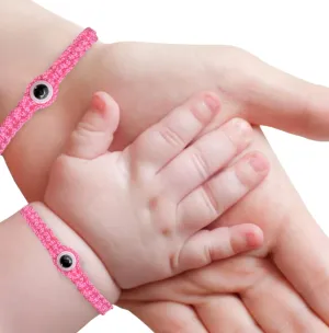 Bracelet for Baby - Evil Eye Amulet Adjustable Bracelet for Baby (Pink bracelet Pink eye baby (mam and dad))
