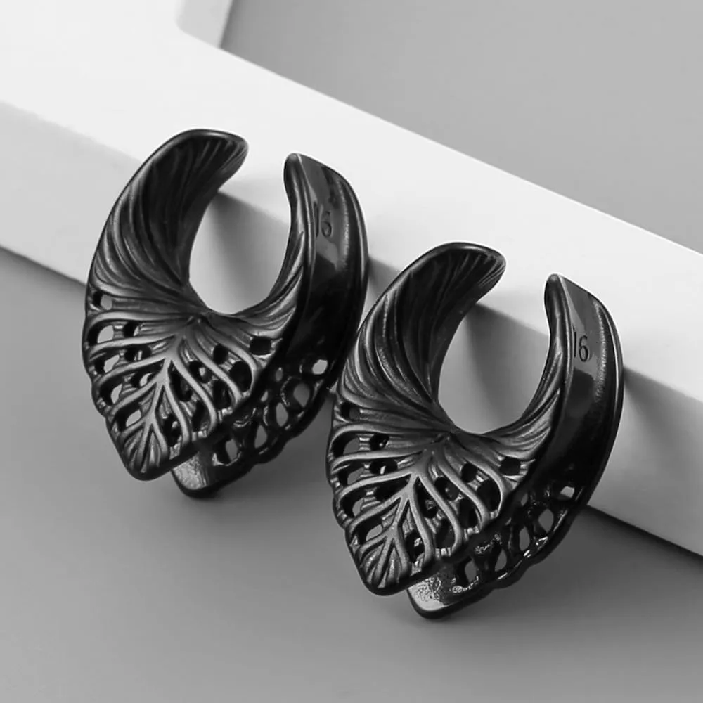 Casvort 2 PCS Hypoallergenic 0G-5/8 Vintage Unique Saddle Plugs 316 Surgical Stainless Steel Comfortable Ear Tunnels Plugs Body Piercing Jewelry
