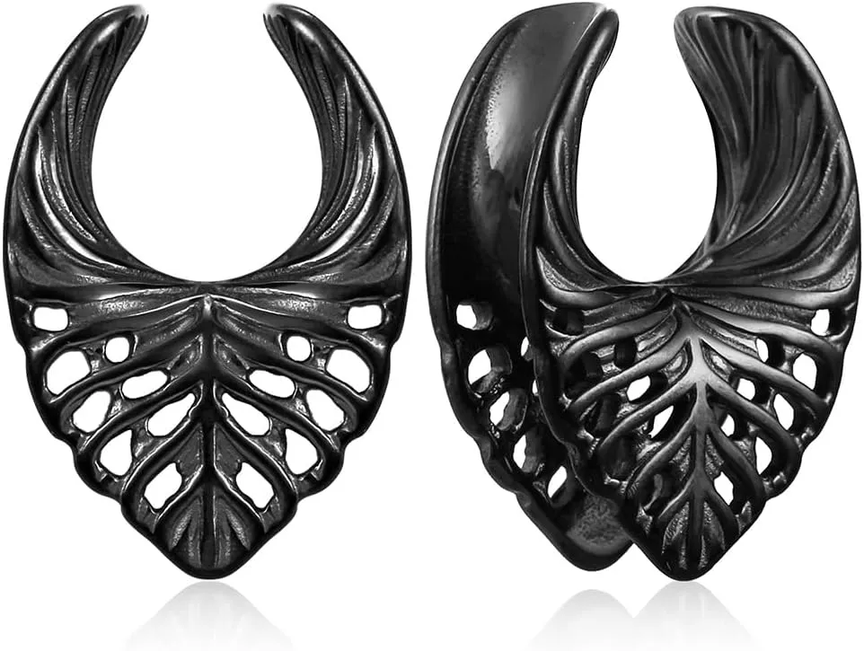 Casvort 2 PCS Hypoallergenic 0G-5/8 Vintage Unique Saddle Plugs 316 Surgical Stainless Steel Comfortable Ear Tunnels Plugs Body Piercing Jewelry