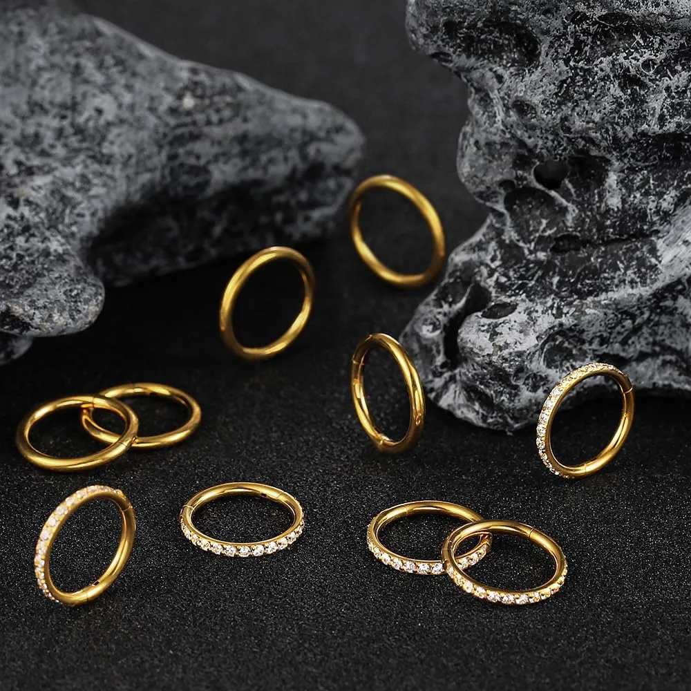 Casvort 5/10 PCS 16G Seamless Septum Nose Piercing Rings Zirconia Segment Tragus Hoop Rings 316 Stainless Steel Helix Ring Stack Clickers Ear Plugs Hangers Women Body Jewelry
