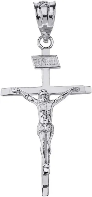 Catholic Jesus Christ on INRI Crucifix Cross Necklace Pendant (Medium - 1.44")