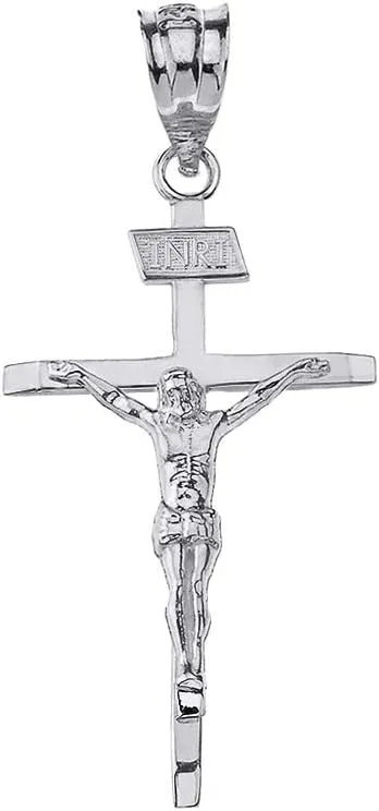 Catholic Jesus Christ on INRI Crucifix Cross Necklace Pendant (Medium - 1.44")