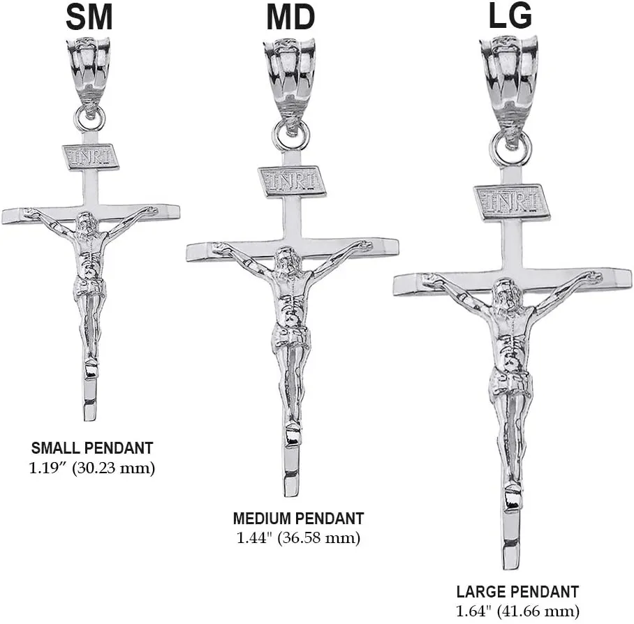 Catholic Jesus Christ on INRI Crucifix Cross Necklace Pendant (Medium - 1.44")