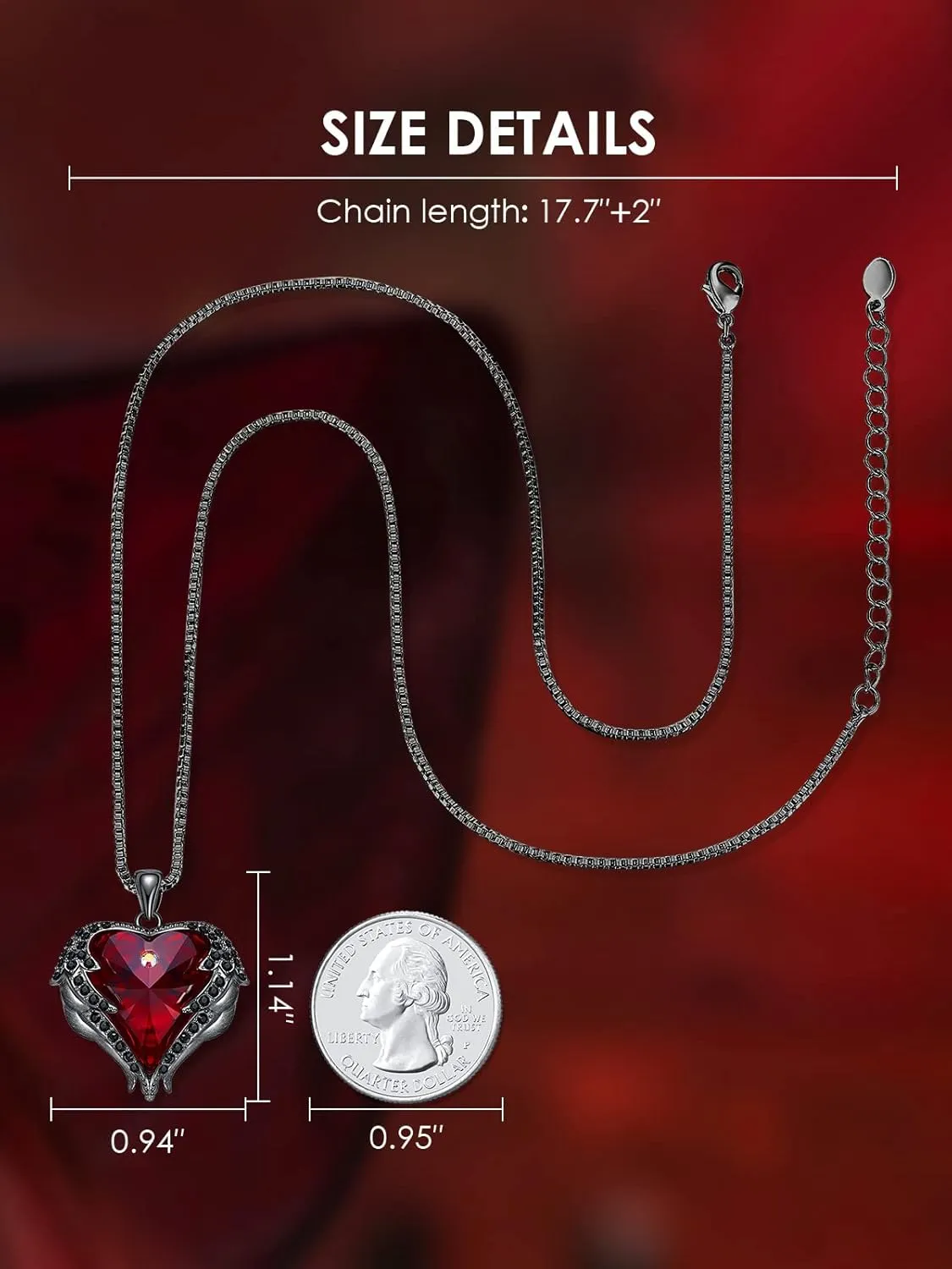 CDE Angel Wings Necklace for Women with Birthstone, Love Heart Silver Tone/Gold Tone Pendant, Ideal Anniversary or Birthday Jewelry Gifts for Wife Girlfriend Her