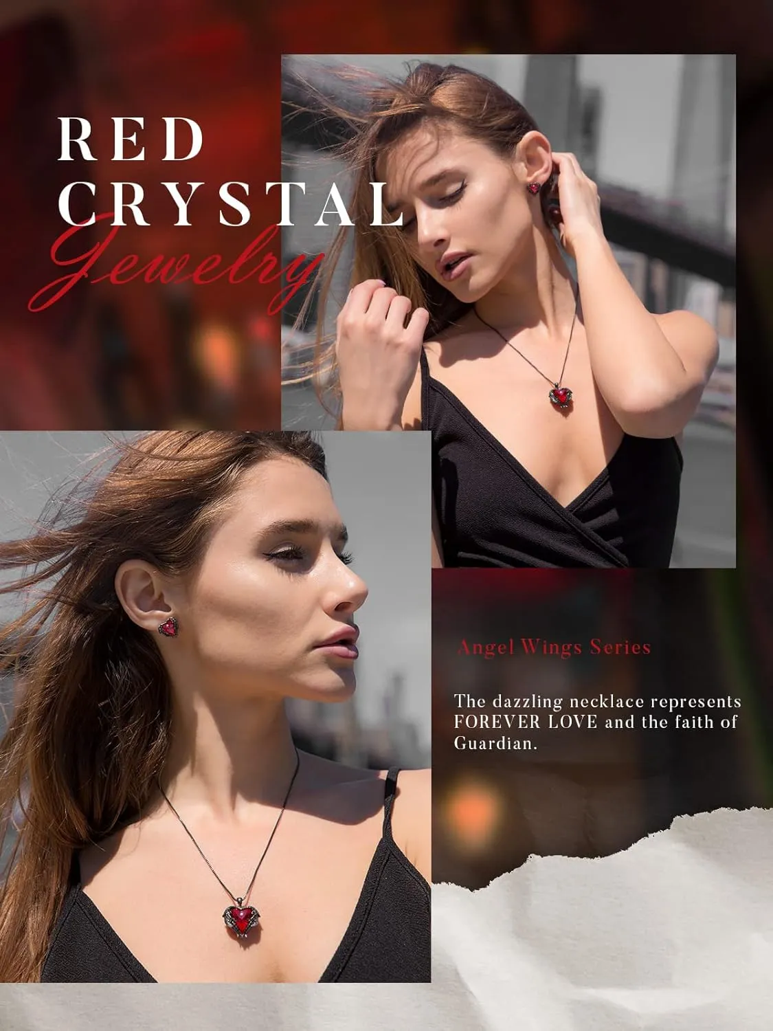 CDE Angel Wings Necklace for Women with Birthstone, Love Heart Silver Tone/Gold Tone Pendant, Ideal Anniversary or Birthday Jewelry Gifts for Wife Girlfriend Her