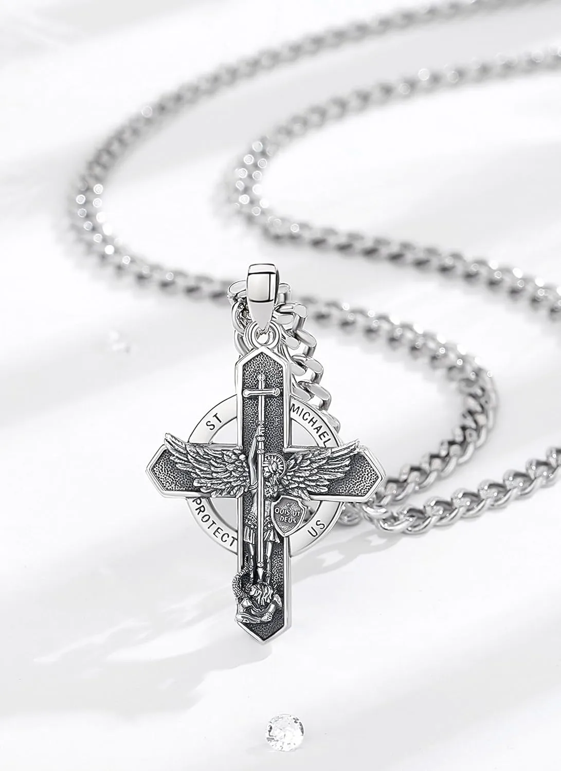 CELESTIA 925 Sterling Silver St. Michael/St. Christopher/St. Benedict/St. Gabriel/Virgin Mary/Jesus/Caravaca/Metatron/Seal of Seven Archangel Medals for Men Women Religious Gifts