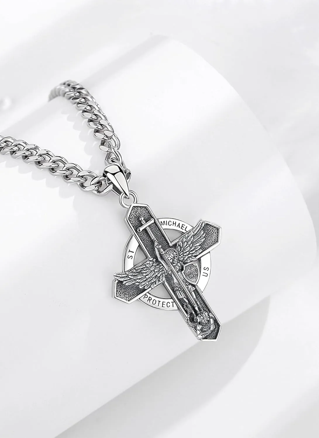CELESTIA 925 Sterling Silver St. Michael/St. Christopher/St. Benedict/St. Gabriel/Virgin Mary/Jesus/Caravaca/Metatron/Seal of Seven Archangel Medals for Men Women Religious Gifts